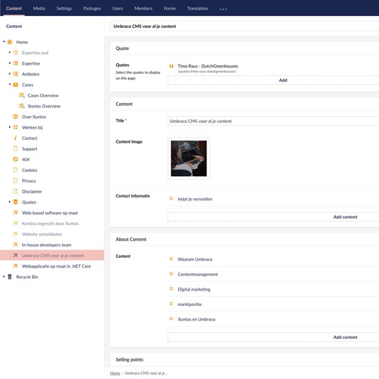 Umbraco back-office screenshot